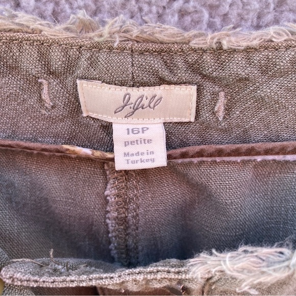 J. Jill Olive Twill Frayed Straight Leg Pants Sz 16P - Picture 10 of 13